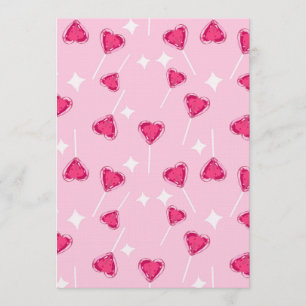 Mooie Roze Hart Lollypop Naadloos Patroon Kaart