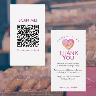 Mooie Roze Hart Wafel Laat een Review QR Code acht Visitekaartje
