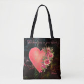 Mooie Roze Hart zwarte Canvas tas (Voorkant)