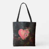 Mooie Roze Hart zwarte Canvas tas (Achterkant)