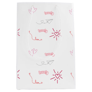Mooie Roze Harten en Liefde Doodles Naadloos Patro Medium Cadeauzakje