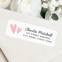 Mooie roze harten handgeschreven script retouradre