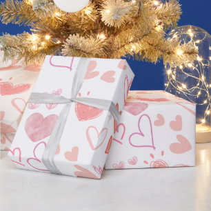 Mooie Roze Harten Patroon Cadeaupapier