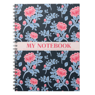 Mooie Roze & Hemelblauwe Bloemige Esthetische Noti Notitieboek