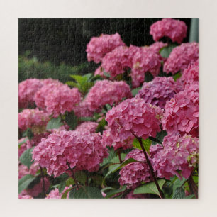 Mooie roze hortensia bloemen legpuzzel