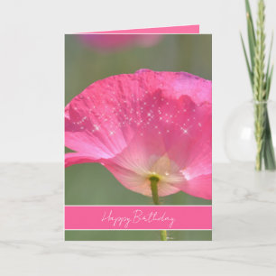 Mooie Roze IJslandse Papaver Bloem Glans Verjaarda Kaart