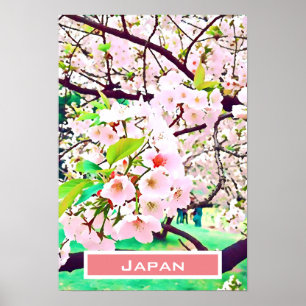 Mooie roze kersen bloesem Japan reizen Poster
