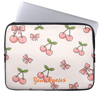 Mooie Roze Kersen & Strikken Naadloos Patroon Laptop Sleeve