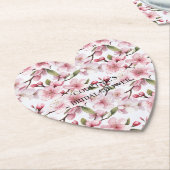 Mooie Roze Kersenbloesem Bloemen Bruidsdouche Kartonnen Onderzetters (Gekanteld)