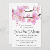 Mooie roze kersenbloesem kalligrafie script kaart (Voorkant / Achterkant)