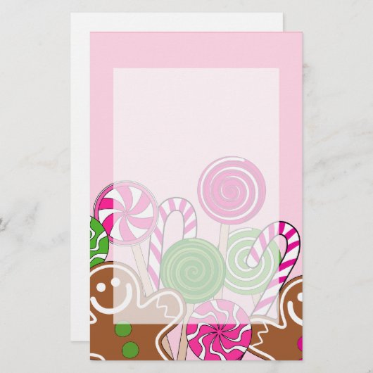 Mooie roze kerst gingerbreads briefpapier (Voorkant / Achterkant)