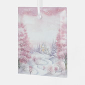 Mooie roze kerstlandschappen glas ornament (Voorkant links)
