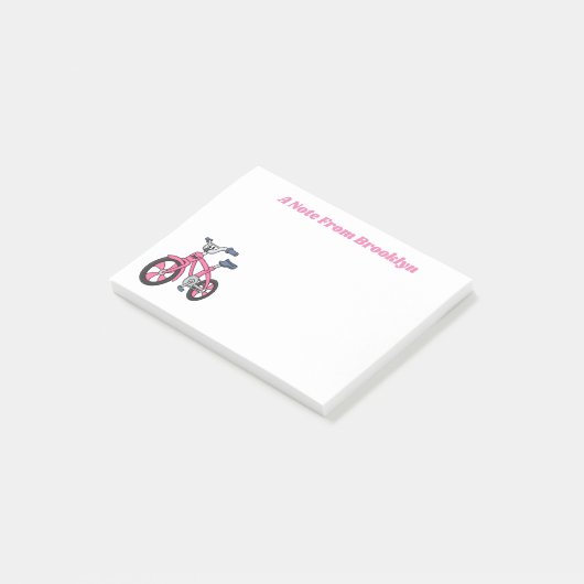 Mooie roze kinderfiets cartoon illustratie post-it® notes (Schuin)