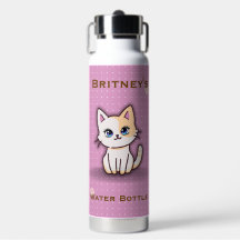 Mooie Roze Kitty Kat Gepersonaliseerde Naam RVS