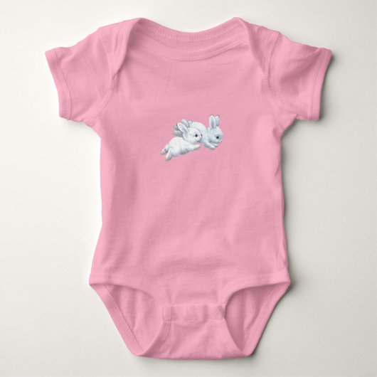 Mooie Roze Konijn Baby Meisje Rompertje Romper (Voorkant)