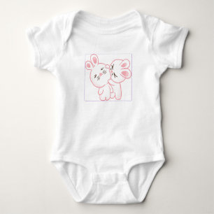 Mooie Roze Konijn Baby Rompertje ,Zoet Kawaii Koni