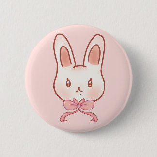 Mooie Roze Konijn Lint Knoop Speld Ronde Button 5,7 Cm
