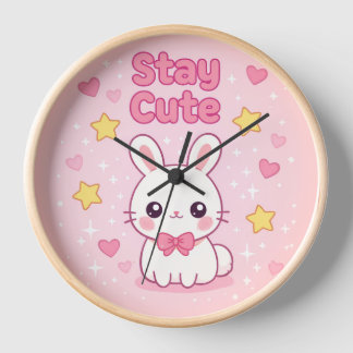 Mooie Roze Konijn Wandklok