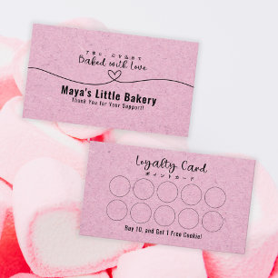 Mooie Roze Kraft Hart Bakkerij Loyaliteitsbeloning Visitekaartje