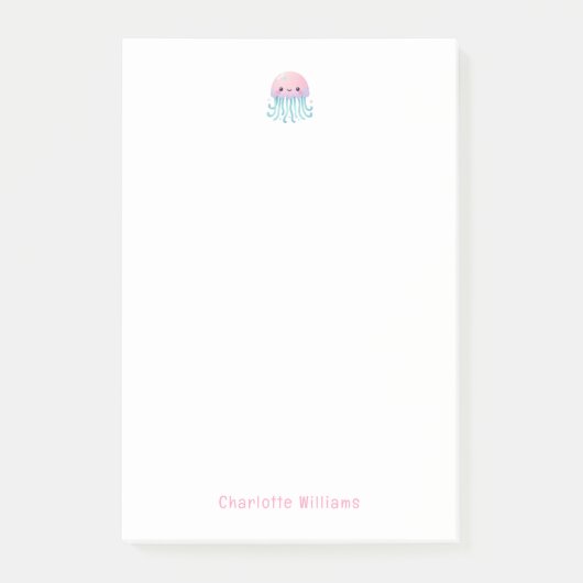 Mooie Roze Kwallen Aangepaste Kindernaam Post-it® Notes (Voorkant)
