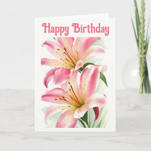Mooie Roze Lelies Verjaardag Kaart