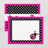 Mooie Roze Lieveheersbeestje Platte Bedankkaartjes Notitiekaartje (Voorkant / Achterkant)