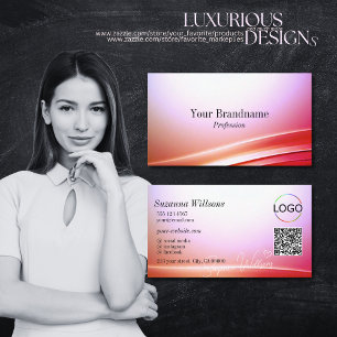Mooie roze Lila gebogen decor Logo en QR-code Visitekaartje