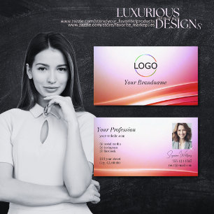 Mooie roze Lila gebogen decor met Logo en foto Visitekaartje