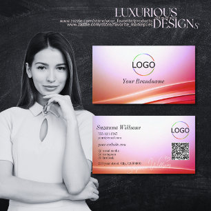 Mooie roze Lila gebogen decor met Logo QR-code Visitekaartje