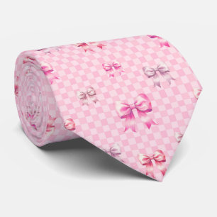 Mooie Roze Lint en Gingham Zoete Meisjesachtige Pa Stropdas