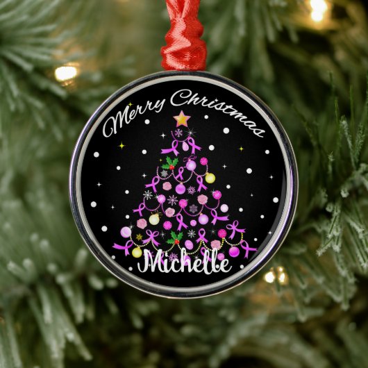 Mooie roze lint kerstboom metalen ornament (Boom)