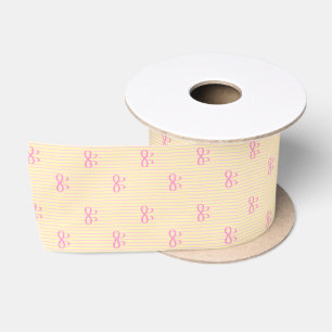 Mooie Roze Lint Strik Met Gele Achtergrond