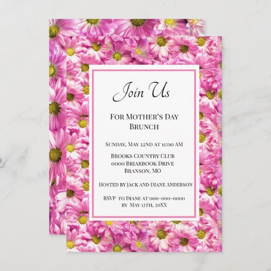 Mooie Roze Madeliefjes Moederdag Brunch Kaart