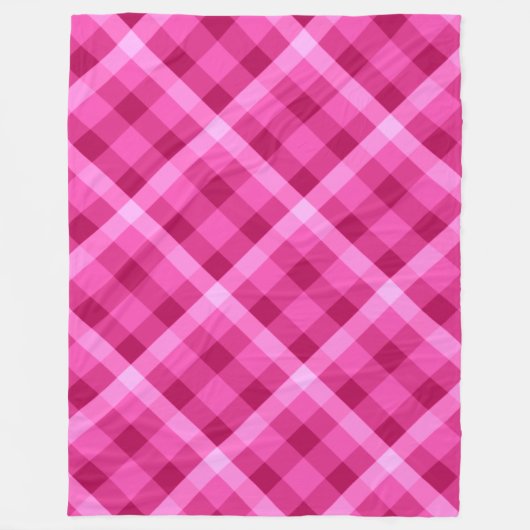 Mooie roze magenta geruite grote fleece deken (Voorkant)