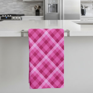 Mooie Roze Magenta Geruite Keukenhanddoek