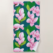 Mooie roze Magnolia bloemen Strandlaken (Voorkant)