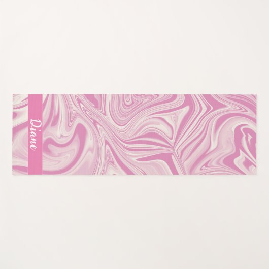 Mooie Roze Marmeren Swirl Monogram Yogamat (Voorkant (horizontaal))