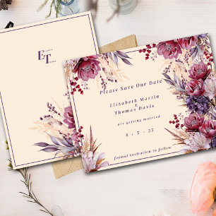 Mooie Roze & Mauve Elegante Bloemen Save The Date