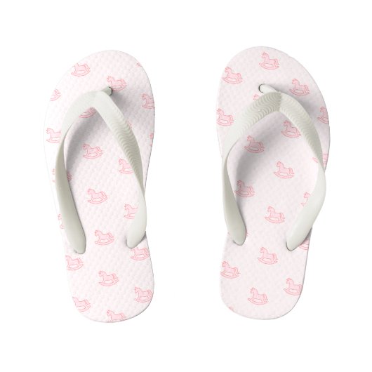 Mooie Roze Meisje Schommelpaard Kinder Teenslippers (Voetbed)