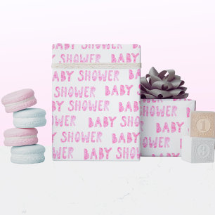 Mooie Roze Meisjesachtige Baby Shower Typografie Cadeaupapier