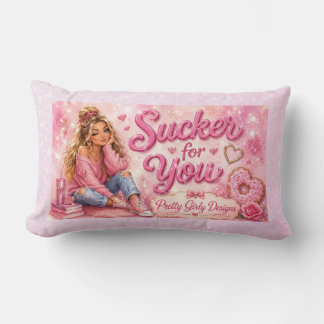 Mooie Roze Meisjesachtige Meid Trendy Verliefd Op Kussen