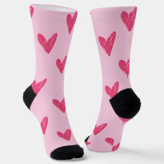 Mooie Roze Met De Hand Getekende Hartensokken Sokken