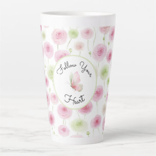 Mooie Roze Mint Ranunculus Latte Mok