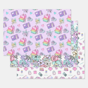 Mooie Roze Mint Rugzak Bloemen Rugzakken voor Scho Inpakpapier Vel