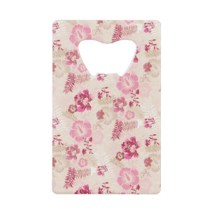 Mooie roze moderne bloemenpatroon kredietkaart flessenopener