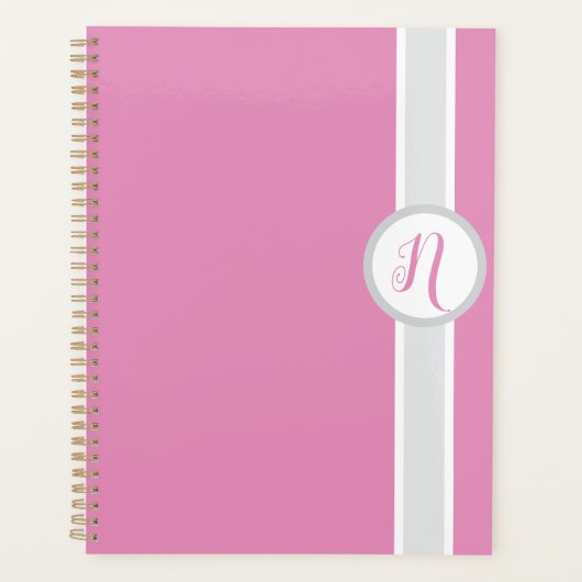 Mooie Roze Monogram Planner (Voorkant)