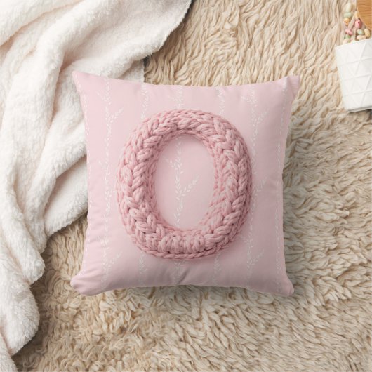 Mooie roze O monogram gehaakte letter boho Kussen (Deken)