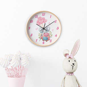 Mooie Roze Olifant Wandklok   Decoratie Babykamer