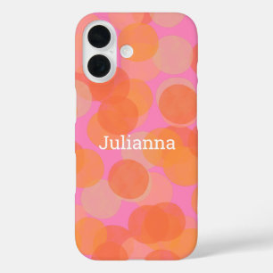 Mooie Roze Oranje Aquarelpatroon Persoonlijk iPhone 16 Hoesje
