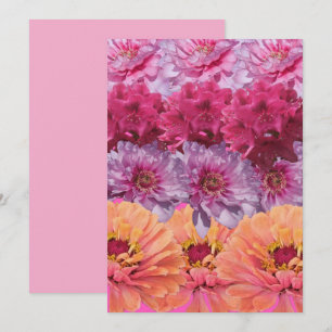 Mooie Roze & Oranje Tuin Bloemen Patroon Bedankkaart